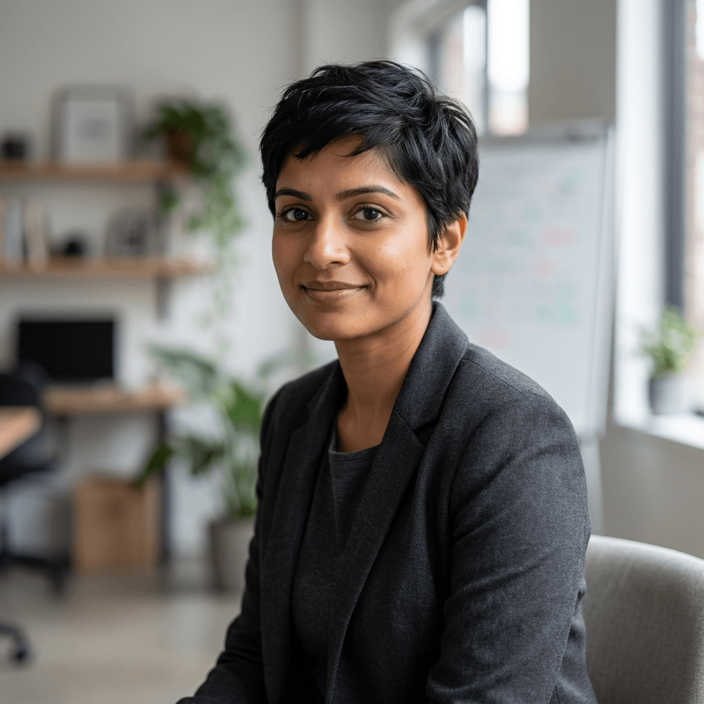 Female market organiser in her mid 40s, White, professional demeanor